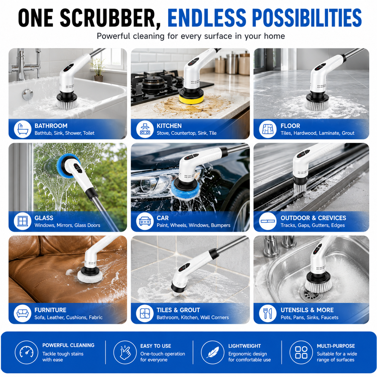 Professional Back-Saving Power Scrubbing System